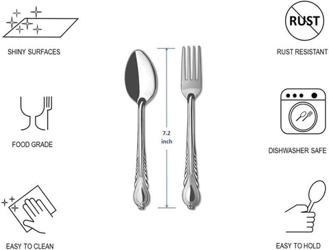 Image of Forks and Spoons 12 Pieces Stainless Steel Cutlery Silverware Flatware Tableware Set Dishwasher Safe Rust and Heat Resistant