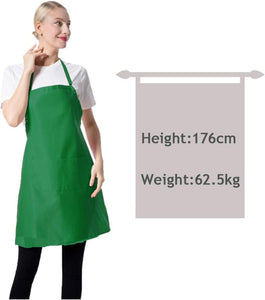 Total 12 PCS Plain Color Bib Apron Adult with 2 Front Pocket (Mixed Colour)