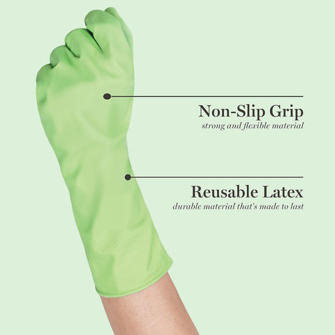 Image of Medline Aloe-Infused Cleaning Gloves, Reusable Latex Gloves for Household Cleaning, Flocklined Cleaning Gloves
