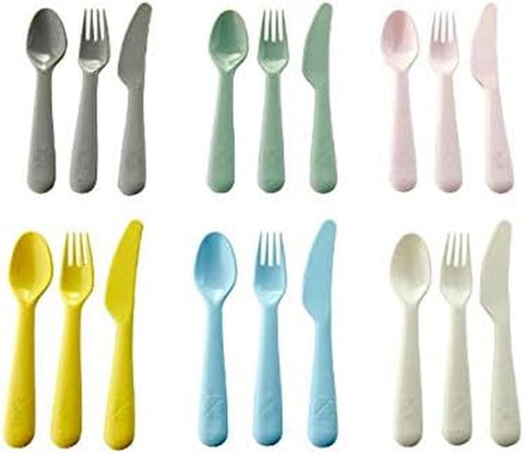 Plastic 18-Piece Cutlery Set Mixed Colours, Set of 6 Sppon, 6 Fork and 6 Knife