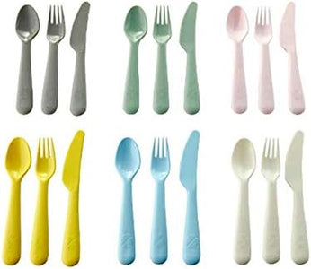 Plastic 18-Piece Cutlery Set Mixed Colours, Set of 6 Sppon, 6 Fork and 6 Knife