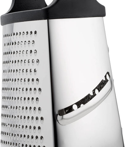 Image of Professional Cheese Grater - Stainless Steel, XL Size, 4 Sides - Perfect Box Grater for Parmesan Cheese, Vegetables, Ginger - Dishwasher Safe - Black