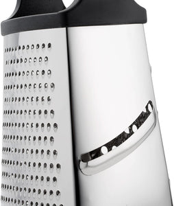 Professional Cheese Grater - Stainless Steel, XL Size, 4 Sides - Perfect Box Grater for Parmesan Cheese, Vegetables, Ginger - Dishwasher Safe - Black