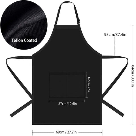 Image of Chef Apron for Men and Women Professional for Cooking with Pockets - Adjustable - Bib Aprons - Water & Oil Resistant - 1 Pack, Black