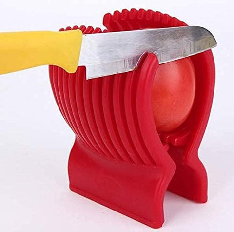 Image of Multi Use Tomato Slicer Holder Potatoes round Fruits Vegetables Tools Kitchen Cutting Aid Get Perfectly Sliced Tomato and Vegetable Slices with Half the Prep Time