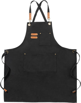 Canvas Aprons, Work Aprons with 3 Pockets, Adjustable Strap Chef Aprons for Servers Kitchen Cooking Baking Artist