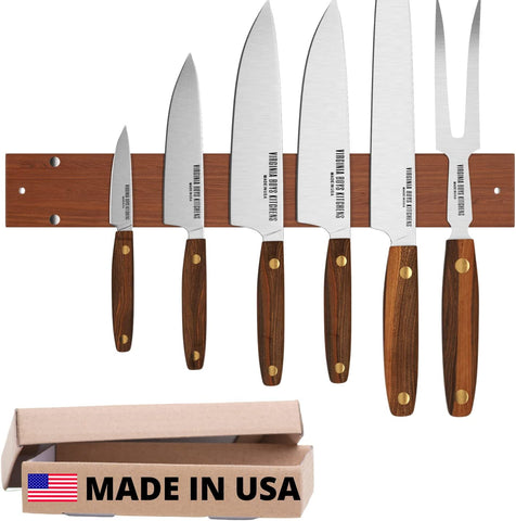 Image of Powerful Magnetic Knife and Kitchen Tool Strip, Holder Made in USA with Black American Walnut Wood (16 Inch)