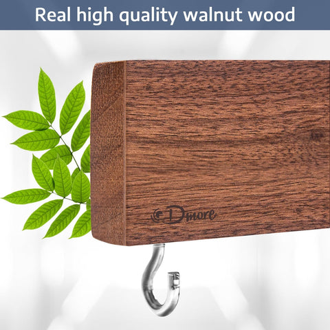 Image of Magnetic Knife Holder for Wall—With 2 Hooks, No Drilling 16 Inch Walnut Wood Knife Magnetic Strip, Extra Strong Magnet Knife Rack, Include Adhesive Tape and Screws for Kitchen