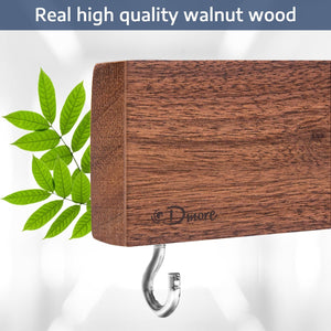 Magnetic Knife Holder for Wall—With 2 Hooks, No Drilling 16 Inch Walnut Wood Knife Magnetic Strip, Extra Strong Magnet Knife Rack, Include Adhesive Tape and Screws for Kitchen