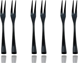 18/10 Stainless Steel 6 Piece Mirror Polished Black Steak Fruit Fork Black Server Utensil Set 14CM