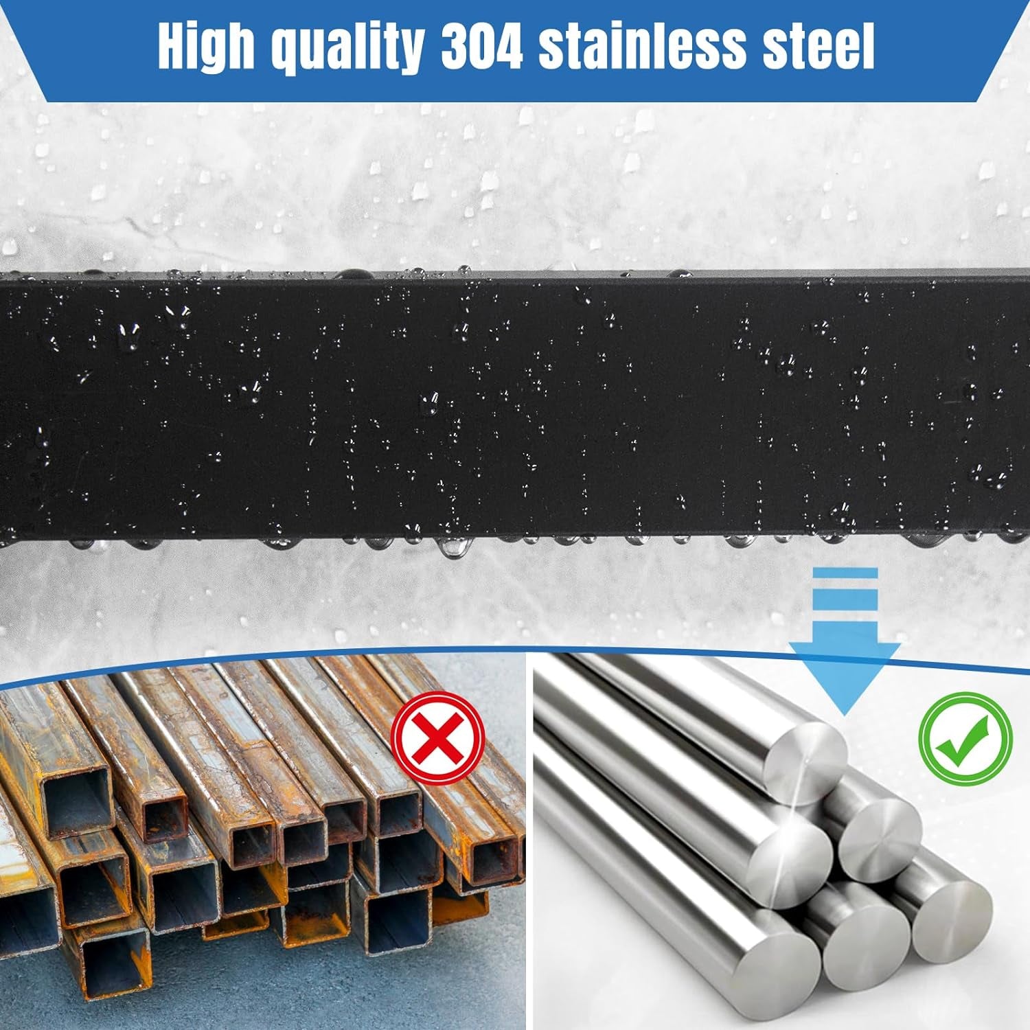 Magnetic Knife Holder for Wall 17 Inch, No Drilling Black Knife Magnetic Strip with 3 Hooks, Strong Magnet Knife Holder Strip, Magnetic Knife Rack Bar for Kitchen Knives and Tools