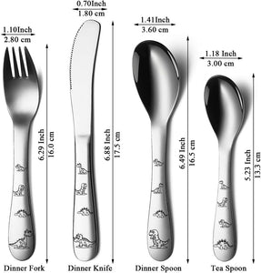 Toddler Utensils, 4 Pieces Stainless Steel Toddler Silverware Set, Kids Utensils Forks and Spoons, Mirror Polished Smooth round Tableware and Dishwasher Safe