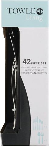 Image of Texture 42-Piece Forged Stainless Steel Flatware Set, Service for 4