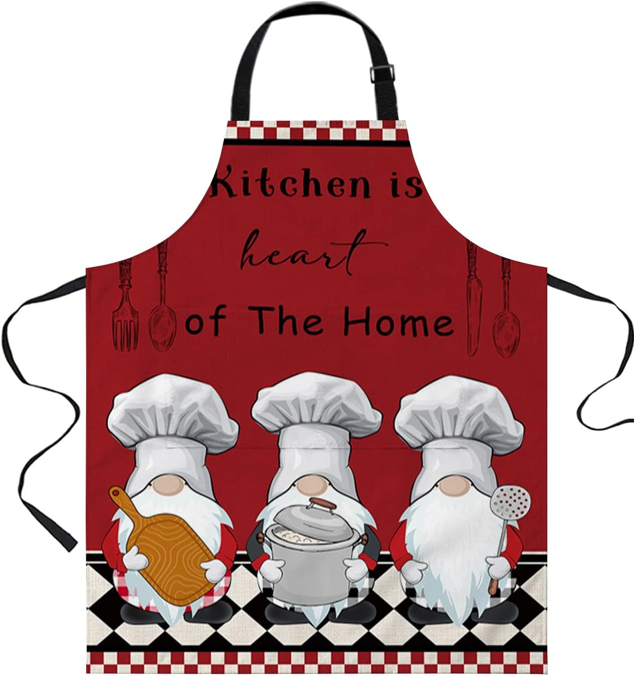 Chef Apron Adjustable Bib Aprons, Fat Chef Kitchen Cooking Apron with Pockets for Men Women Cook Gnomes