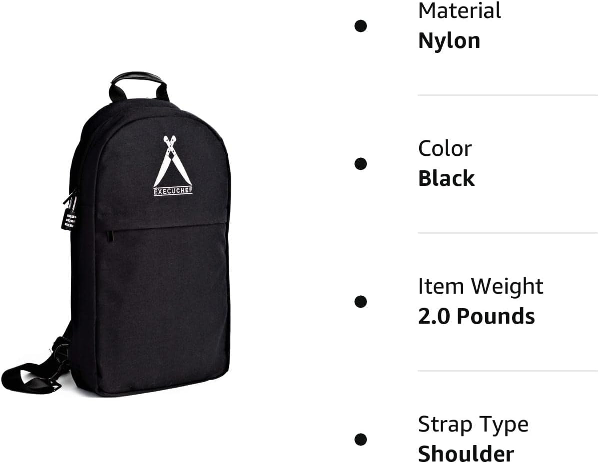 Execuchef Knife Bag with 29 Pockets for Knives and Kitchen Utensils | Business Card Holder and Lock | Water Resistant and Durable Ballistic Nylon Backpack for Professional Chefs and Culinary Students