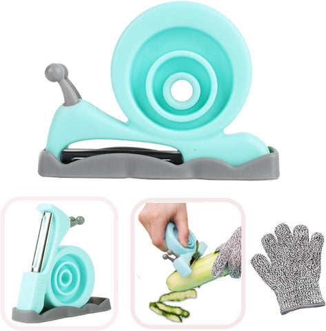 Image of Vegetable Peeler for Kitchen,  Kids Peeler for Potate Carrot Fruit，Cute Snail Design Comfortable Handle for Safety and Control, Peeler for Cucumber, Kiwi, Veggie(Blue)