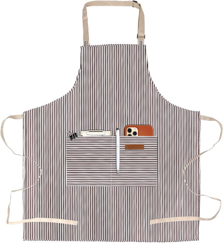 Adjustable Kitchen Cooking Apron with 2 Pockets Unisex Bib Chef Aprons for Women Men
