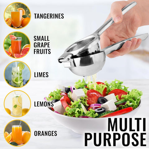 Image of Lemon Squeezer Stainless Steel with Premium Quality Heavy Duty Solid Metal Squeezer Bowl - Large Manual Citrus Press Juicer and Lime Squeezer Stainless Steel - by