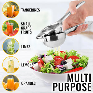 Lemon Squeezer Stainless Steel with Premium Quality Heavy Duty Solid Metal Squeezer Bowl - Large Manual Citrus Press Juicer and Lime Squeezer Stainless Steel - by