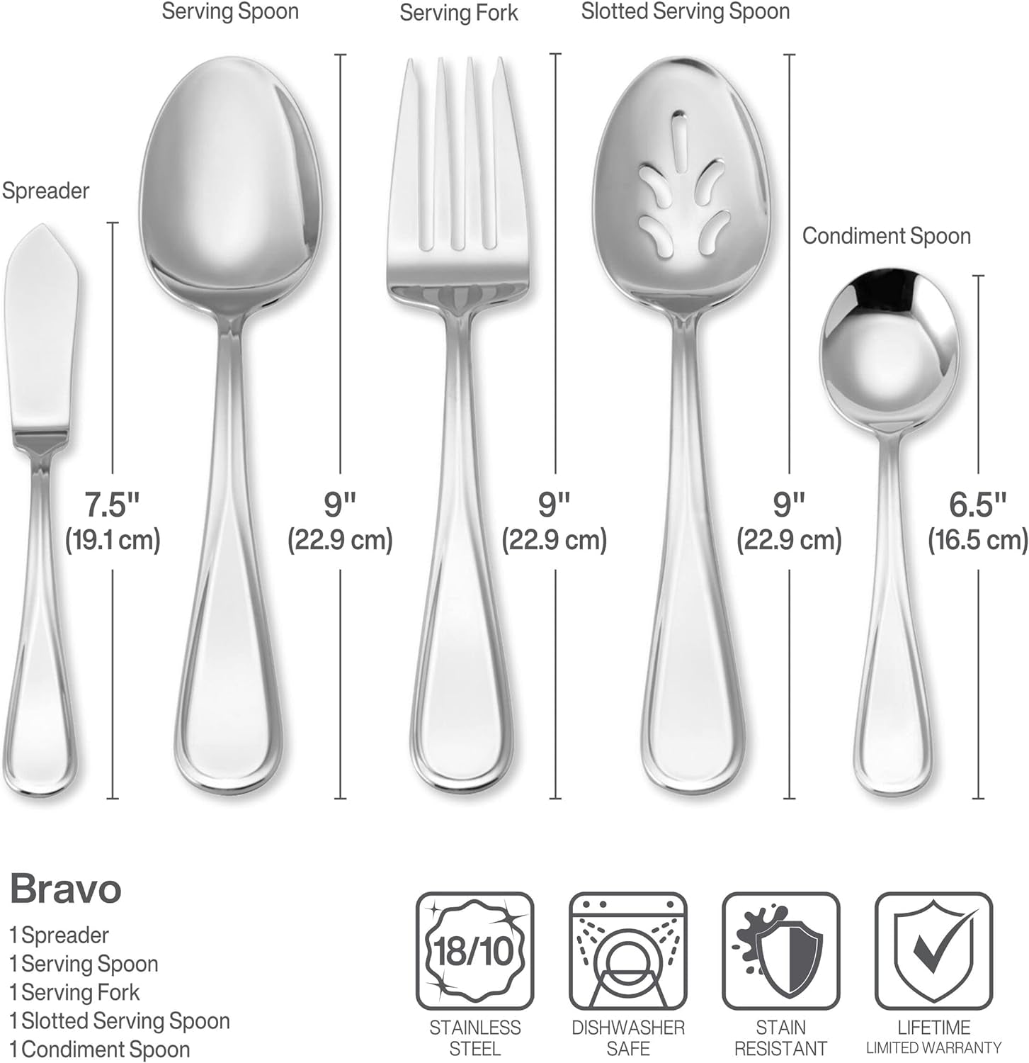 Bravo 101-Piece 18/10 Stainless Steel Flatware Set, 101Pc