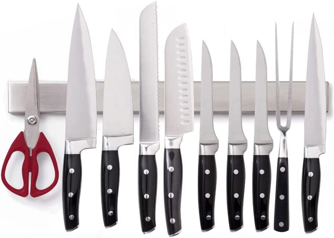 The Original  Stainless Steel Magnetic Knife Holder, 18 Inch, Heavy Duty Magnet Strip for Knives, Wall or Refrigerator Mounted Bar, Easy Install Rack, Securely Store and Organize Kitchen