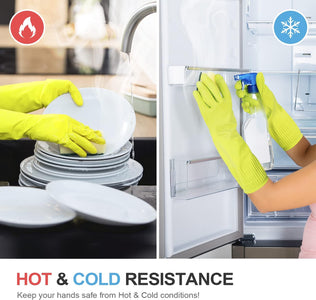 MAMISON Reusable Household Dishwashing Cleaning Rubber Gloves, Non-Slip Kitchen Glove (1 Pair)