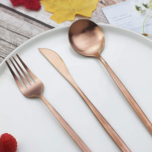 Flatware Silverware Set Stainless Steel Satin Finish Cutlery Set Service for 6, 30-Piece Spoons and Forks Kitchen Utensil Set, Dishwasher Safe (Matte Rose Gold)