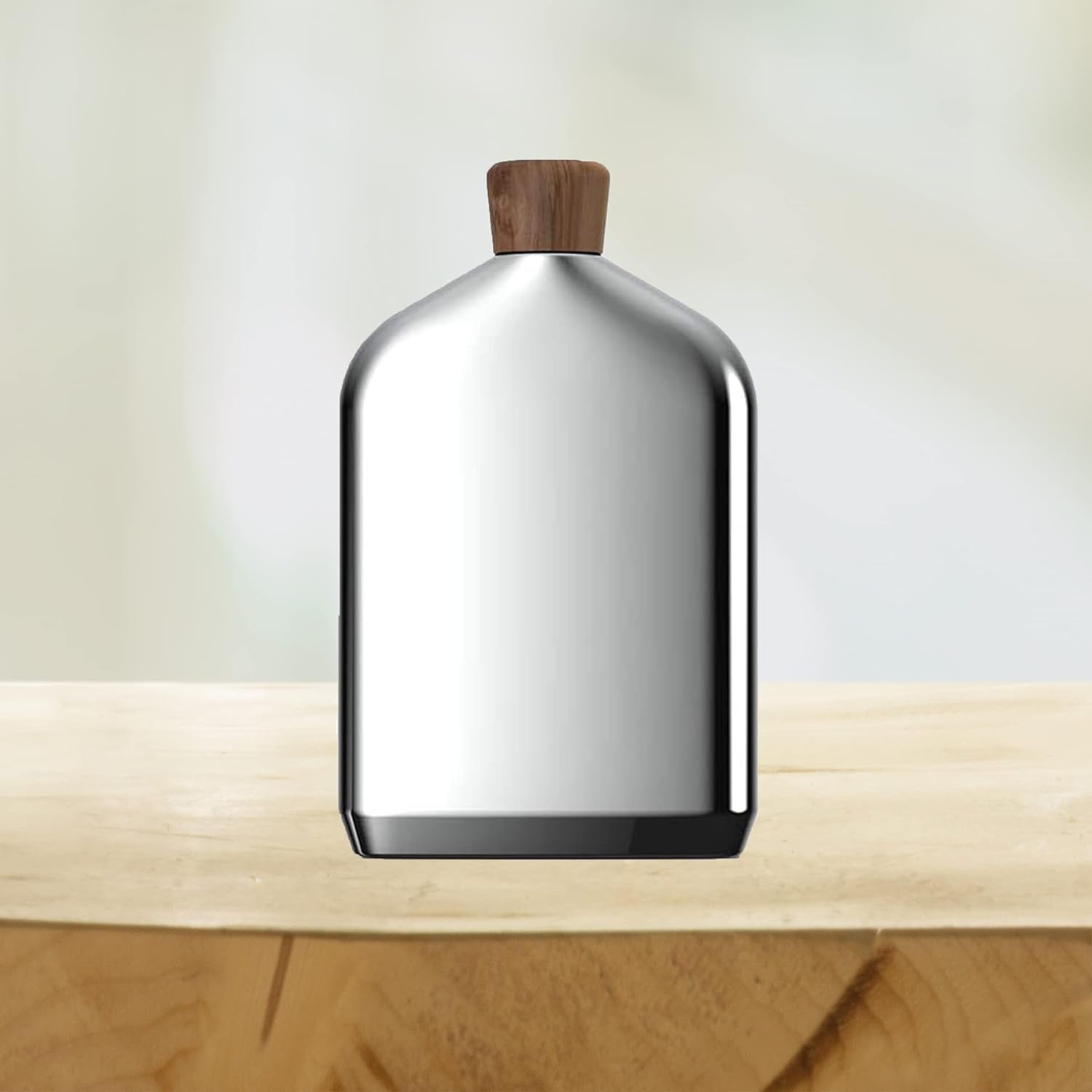 Vie Collection Flask | 8-Ounce Liquor Flask for Men | Leakproof Drinking Flask | Made with Acacia Wood and Stainless Steel | Hip Flask for Wedding Party Gift Outdoor Activities