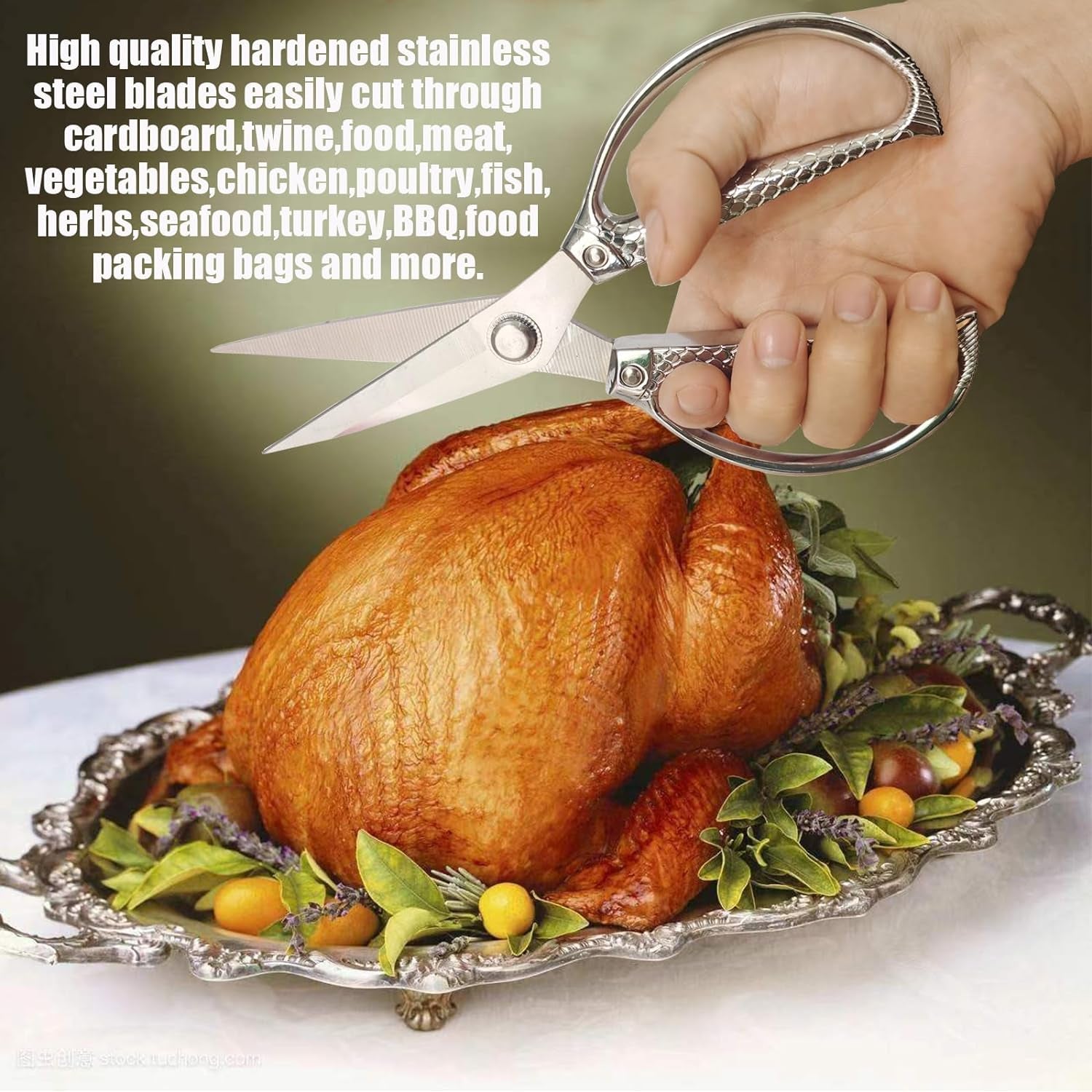 Kitchen Shears 2 Pack,Kitchen Scissors Heavy Duty Poultry Shears Meat Scissors Dishwasher Safe,Food Cooking Shears All Purpose Stainless Steel Utility Scissors for Kitchen,Chicken, Fish,Herbs,Turkey