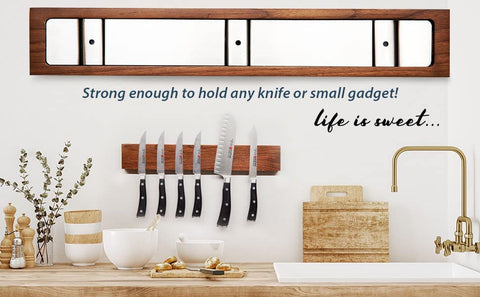 Image of Durable Magnetic Knife Holder for Wall by - 16 Inch Genuine Walnut Wood Knife Magnetic Strip with Strong Magnetic Block for Secure Storage- Kitchen Wall Magnetic Knife Bar Rack