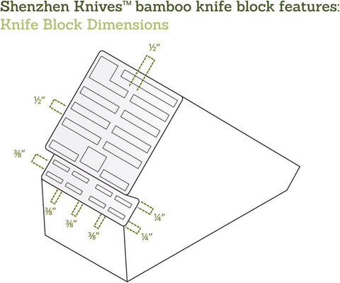 Image of 20 Slot Universal Knife Block:  Large Bamboo Wood Knife Block without Knives - Countertop Butcher Block Knife Holder and Organizer with Wide Slots for Easy Kitchen Knife Storage