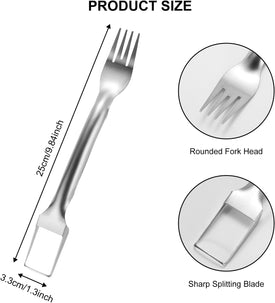 2Pcs Watermelon Fork Slicer Cutter, 2-In-1 Stainless Steel Watermelon Fork Slicer, Portable Watermelon Fork Watermelon Cutting Tool Fruit Forks Slicer for Home Party Camping Kitchen Cutting Artifact