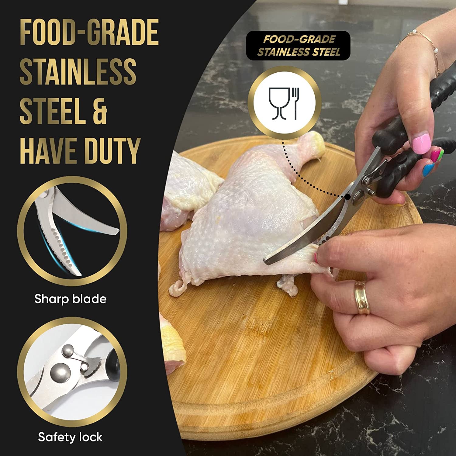 Kitchen Shears Heavy Duty Kitchen Scissors, Cooking Scissors, Dishwasher Safe Meat Scissors, Kitchen Shears for Chicken, Bone, Poultry, Vegetable, Fish.