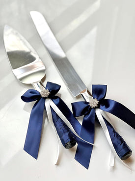 Cake Serving Set, Navy Blue Wedding Cake Server and Knife, Cake Cutters, Knife and Server Navy Blue (Cake Serving Set Only)