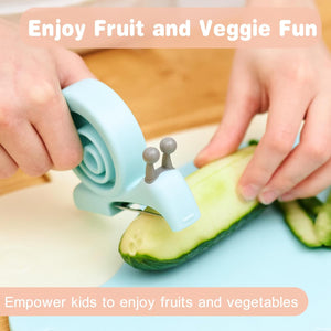 Vegetable Peeler for Kitchen,  Kids Peeler for Potate Carrot Fruit，Cute Snail Design Comfortable Handle for Safety and Control, Peeler for Cucumber, Kiwi, Veggie(Blue)