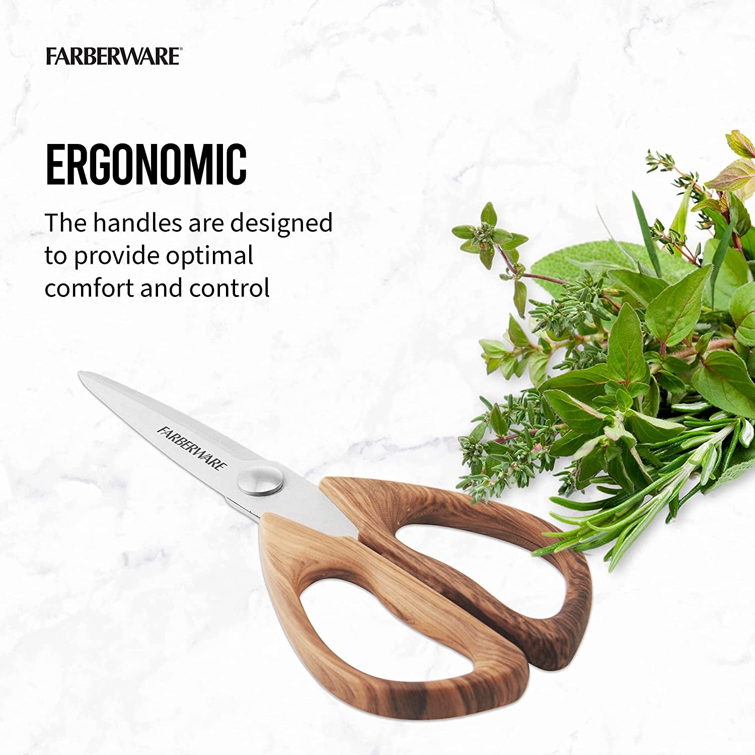 5221282 All Purpose Shear, Pecan Wood Handles 8.2 X 3.5 X 0.5 Inches