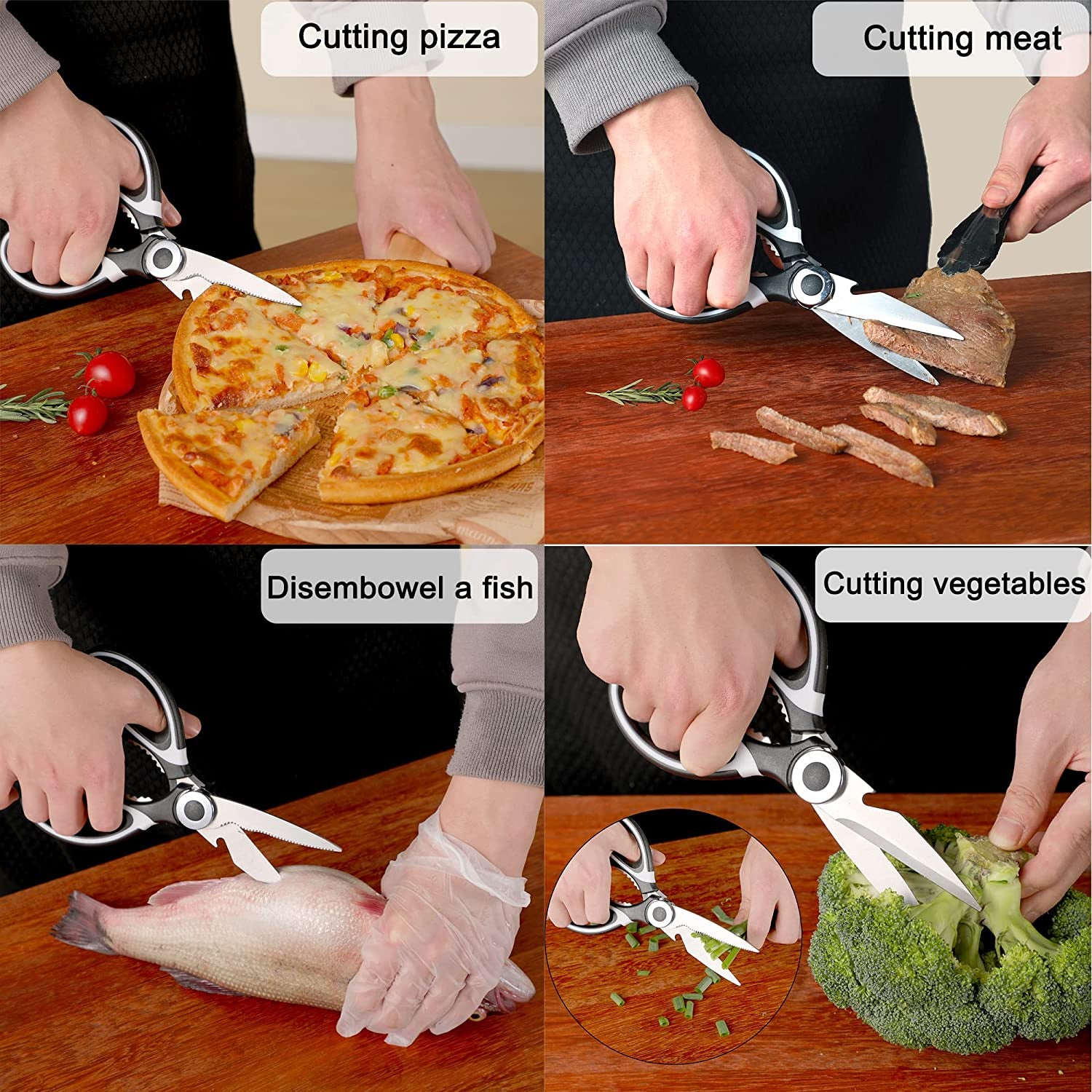 Kitchen Scissors 3 Pack - Lifetime Replacement Warranty - Heavy Duty Stainless Steel Cooking Shears for Cutting Meat, Food, Fish, Poultry Multipurpose Sharp Sissors for Dishwasher Safe