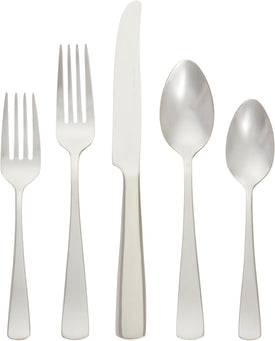 20-Piece Stainless Steel Flatware Set with Square Edge, Service for 4, Silver