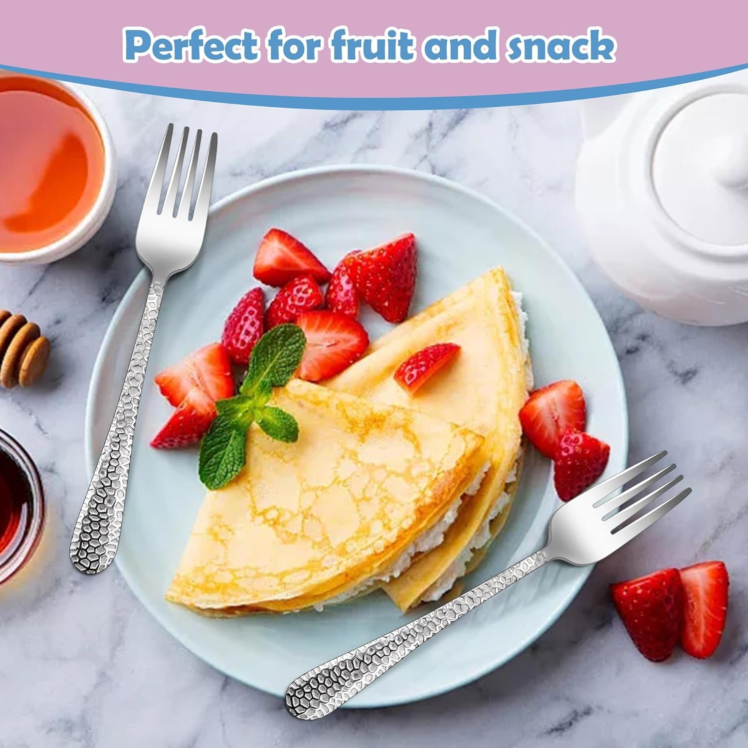 Toddler Forks and Spoons Set, 10-Piece Stainless Steel Toddler Utensils Kids Safe Silverware for Self Feeding, Healthy & Non-Toxic, Dishwasher Safe