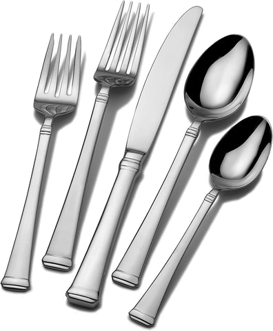 Image of 5060761 Harmony 65-Piece 18/10 Stainless Steel Flatware Set with Utensil-Serving Set, Silver