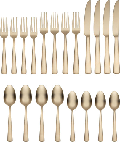 Image of Aptitude Champagne Satin 20 Piece Flatware Set