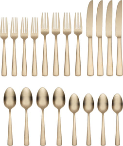 Aptitude Champagne Satin 20 Piece Flatware Set