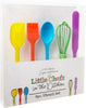 Kids in the Kitchen Oil Brush, Spoon, Whisk, Long, Standard Spatula Silicone Utensil Set, Multicolor