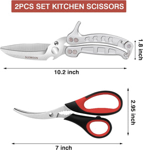 Poultry Shears Heavy Duty Kitchen Scissors 2Pcs Silver