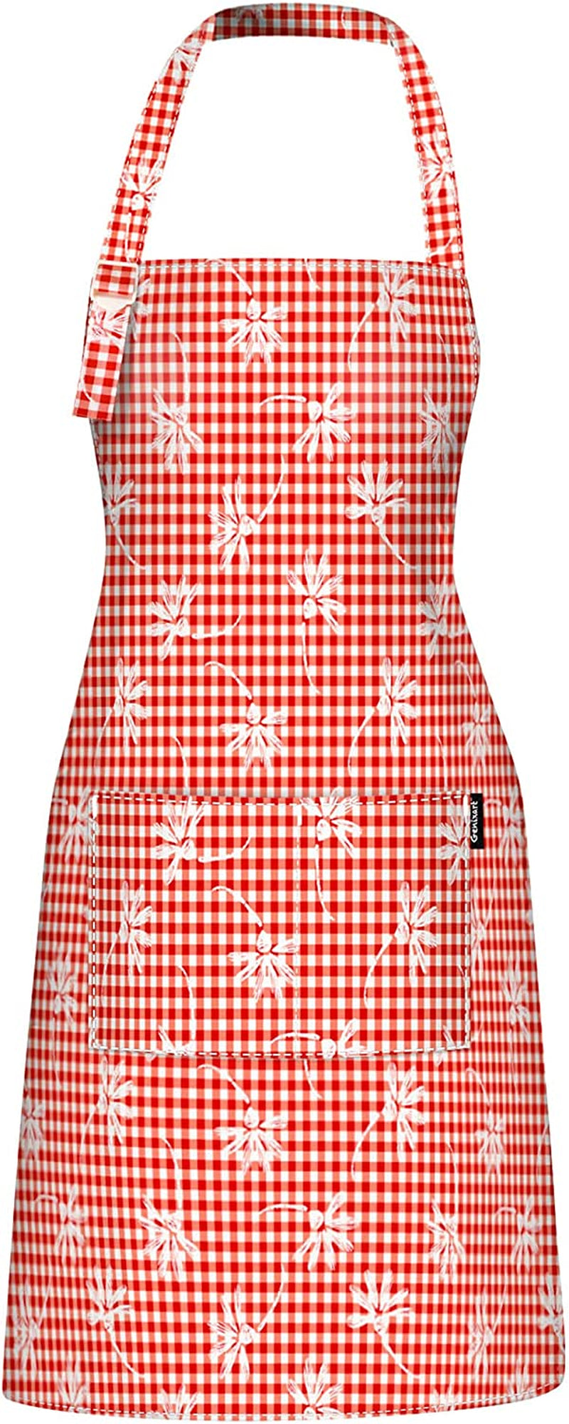 Kitchen Cooking Apron, Adjustable Bib Chef Aprons for Women/Men, 100% Cotton Apron for Restaurant Cafe Shop, Gingham Check
