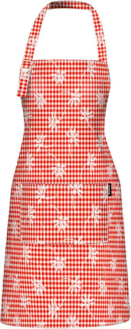 Image of Kitchen Cooking Apron, Adjustable Bib Chef Aprons for Women/Men, 100% Cotton Apron for Restaurant Cafe Shop, Gingham Check