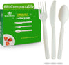 150 Count 7" Heavy-Duty Compostable Cutlery Set,50 Forks 50 Spoons 50 Knives,Bpi Certified, Large Disposable Utensils Silverware Flatware Set