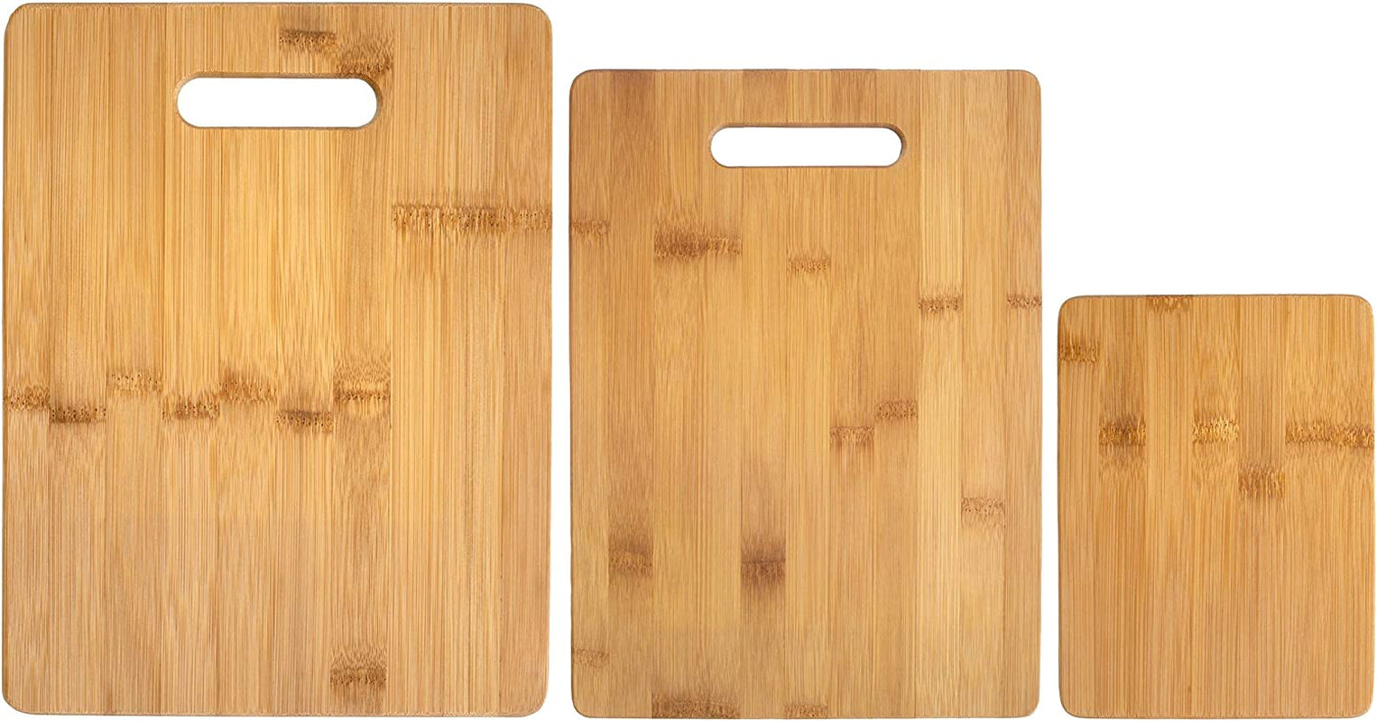 3-Piece Bamboo Cutting Board Set; 3 Assorted Sizes of Bamboo Wood Cutting Boards for Kitchen