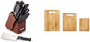 Edgekeeper 21-Piece Forged Triple Riveted Block Set with Built-In Knife Sharpener, Cherry & 3-Piece Bamboo Cutting Board, Set of 3 Assorted Sizes, Brown