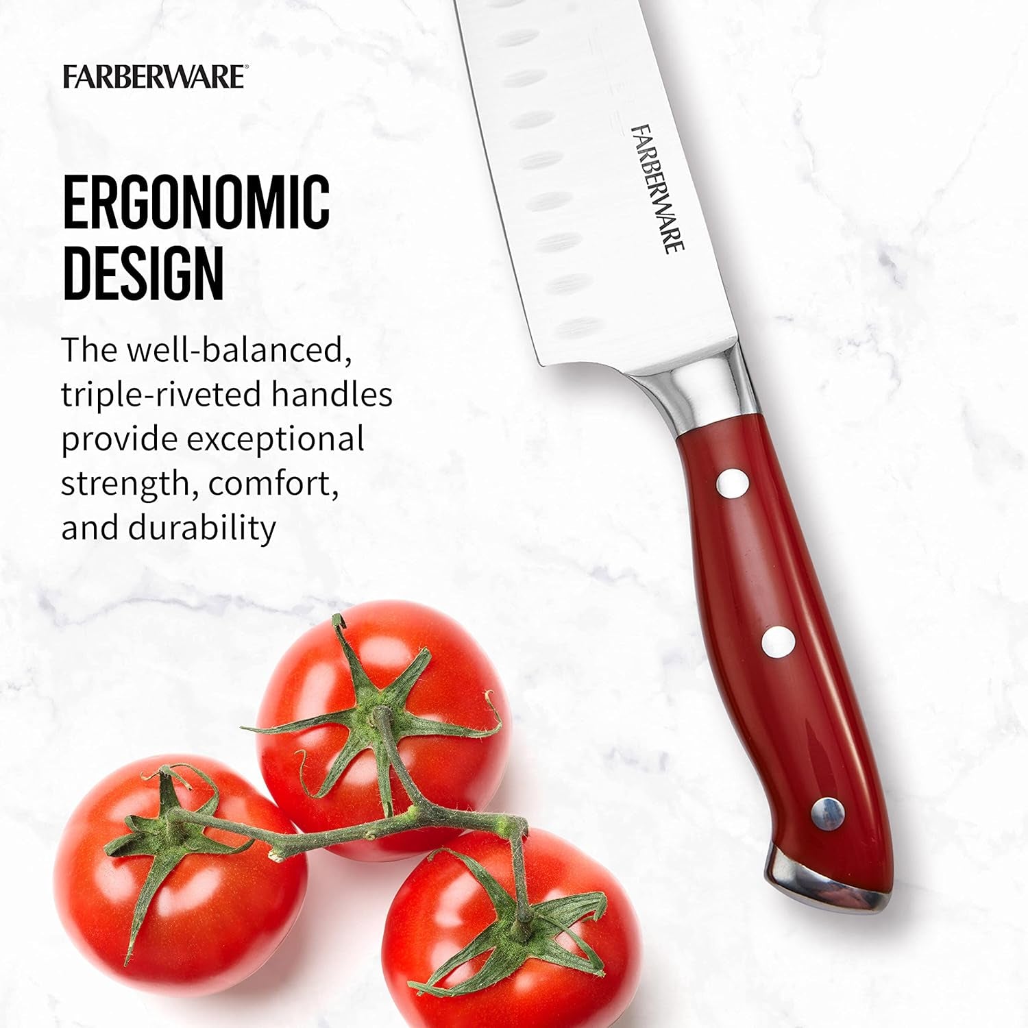 Professional 15-Piece Forged Triple Riveted Knife Block Set with Built-In Edgekeeper Knife Sharpener, High-Carbon Stainless Steel Kitchen Knives, Razor-Sharp Knife Set, Red